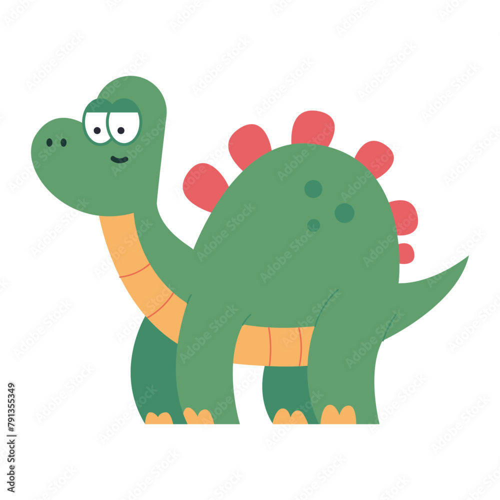 Obraz premium Cute baby prehistoric dinosaur vector cartoon character isolated on a white background.