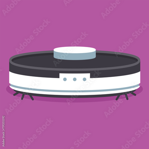 Smart robot vacuum cleaner vector cartoon illustration isolated on background.