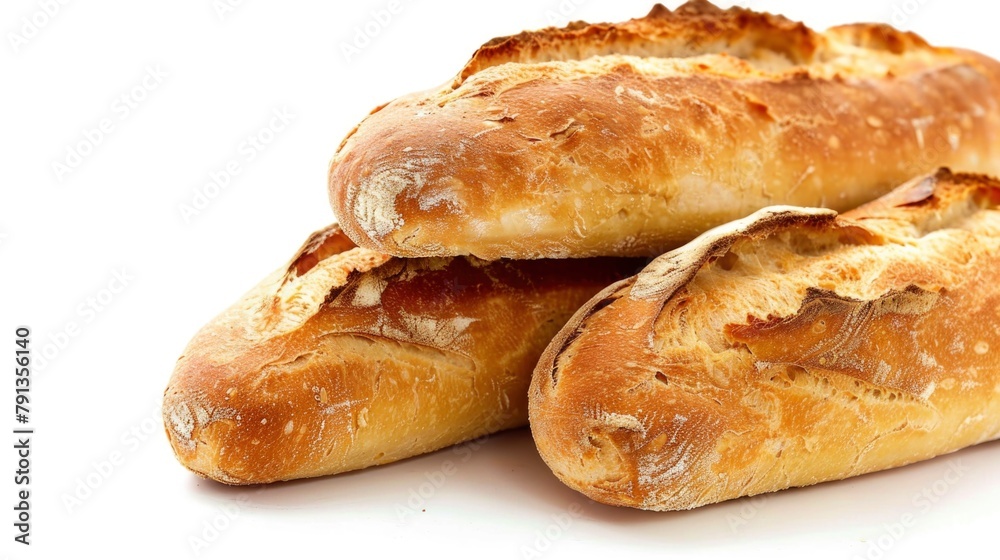 Stack of baguette bread isolated white background Stack of baguette bread isolated white background
