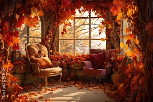 Autumnal Appeal  Photograph the decor surrounded by autumn leaves.