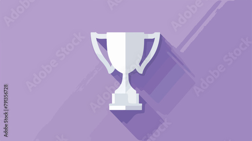 Trophy sign illustration. Vector. White icon with sof