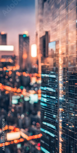 An abstract composition featuring financial technology elements with soft-focused bokeh and selective elements
