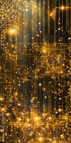 An abstract composition featuring financial technology elements with soft-focused bokeh and selective elements