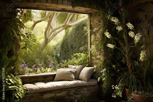 Secret Garden Nook: Photograph the decor in a secluded garden nook. © OhmArt