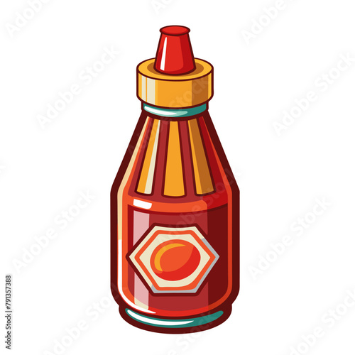 tomato ketchup bottle isolated on white background vector illustration