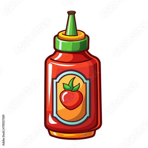 tomato ketchup bottle isolated on white background vector illustration