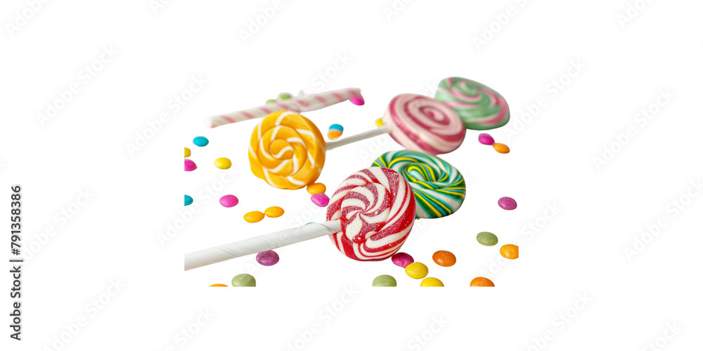 
Colorful candy and lollipops isolated on white background