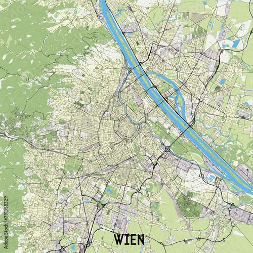 Vienna, Austria map poster art