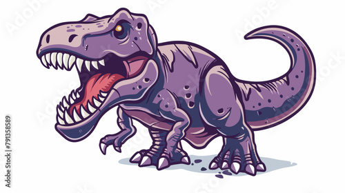 Vector cartoon illustration of angry dinosaur. isolated