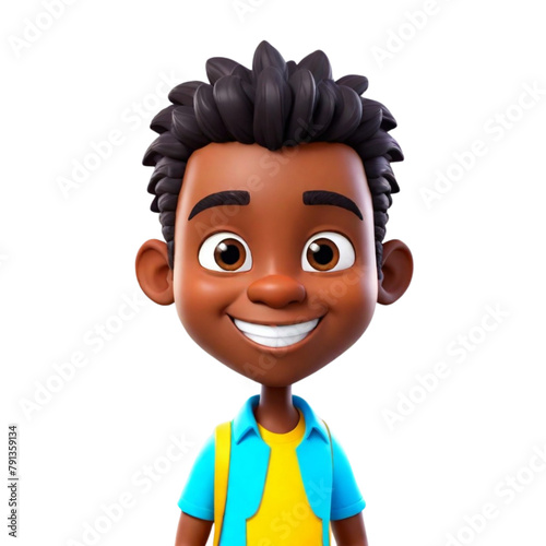 3d cartoon of a African people avatar on Isolated transparent background png. generated with AI