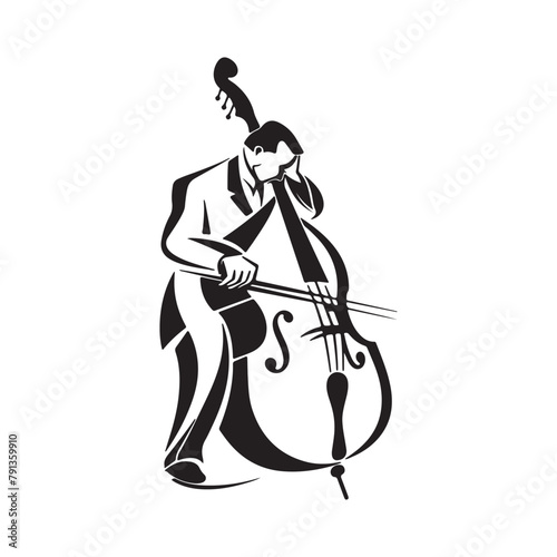 Man Playing Double Bass logo Design Vector isolated on white