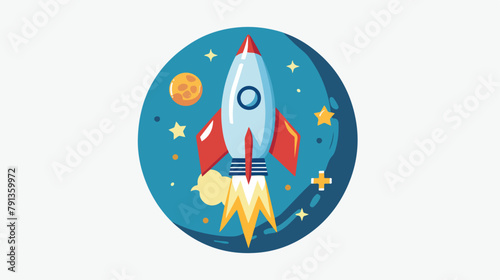 Vector illustration flat icon with blue and red rocke