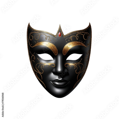 3d realistic carnival face mask on Isolated transparent background png. generated with AI © Shilpi