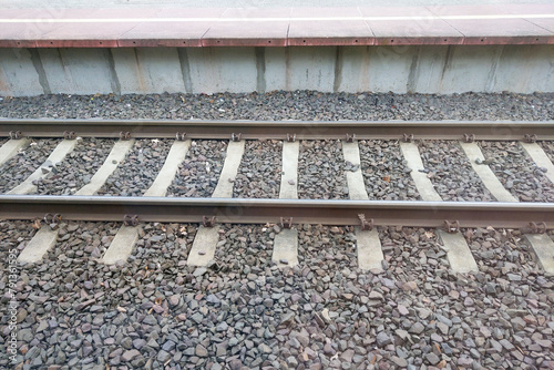 Close Up of a Train Track With Gravel