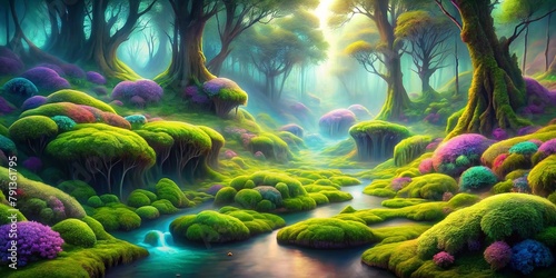 surreal abstract, mosses and trees photo