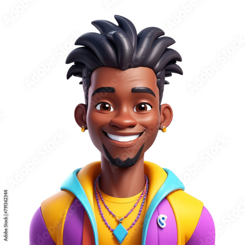 3d cartoon of a African people avatar on Isolated transparent background png. generated with AI