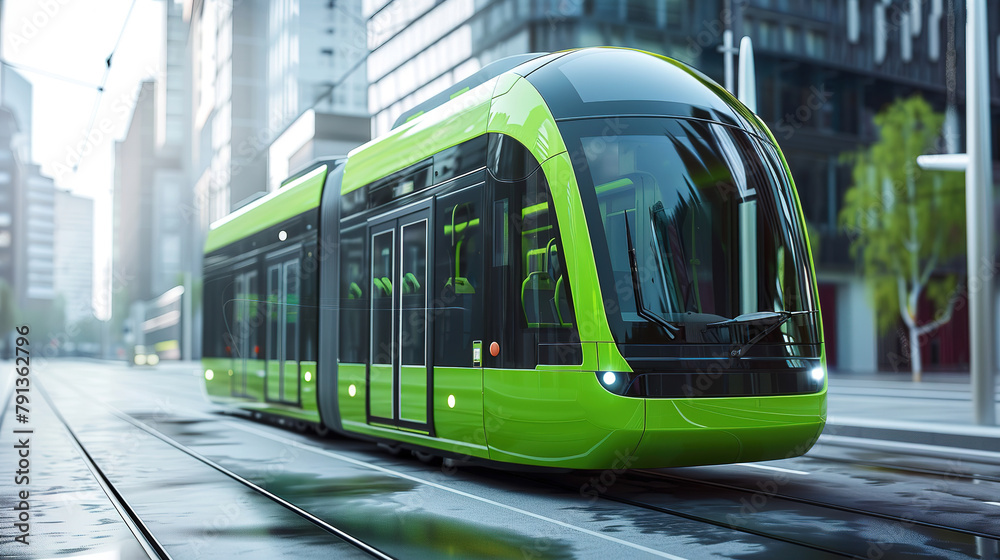 Naklejka premium New Motion Icon Concept - Ecological Public Transport Alternative., with empty copy space,