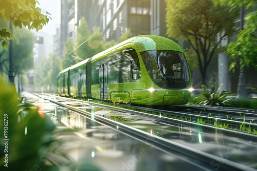 New Motion Icon Concept - Ecological Public Transport Alternative., with empty copy space,