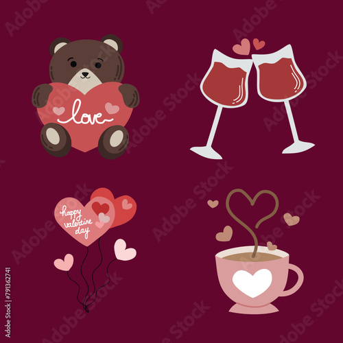 Valentine's day collection with sweets and gifts