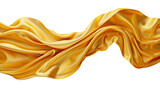Gold color satin smooth fabric isolated on a transparent background. Design element, abstract background. Generative AI
