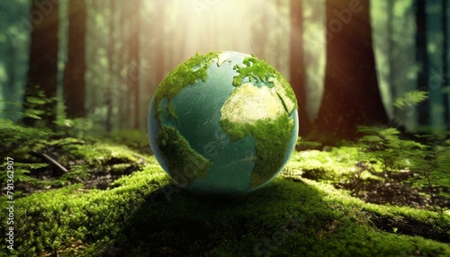 Verdant Wonderland: Green Globe with Moss and Sunlight © Behram