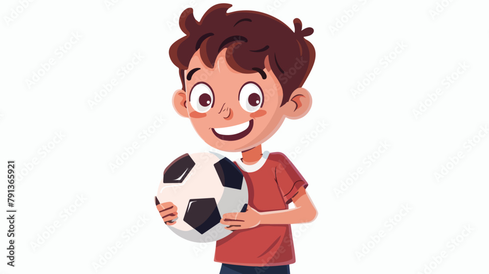 Young boy with hearing impairment holding soccer ball