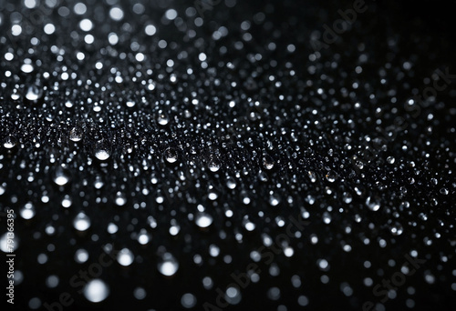 Moody black background adorned with mesmerizing droplets of water