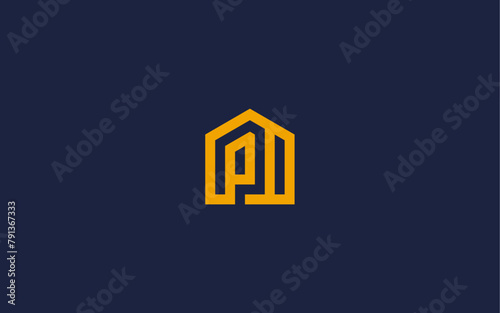 letter pi with house logo icon design vector design template inspiration