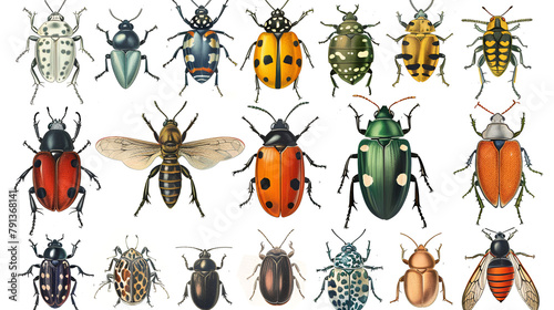 Insects collection vintage illustration from Brockh, generative ai © Neelam