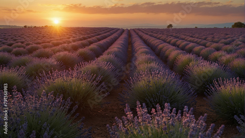 lavender field at sunset photo