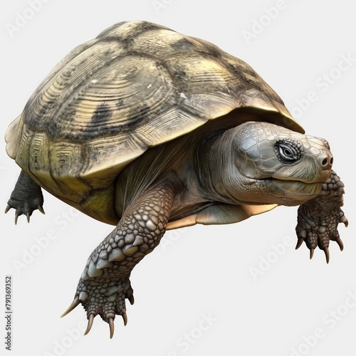 Isolated Tortoise with Textured Shell Detail