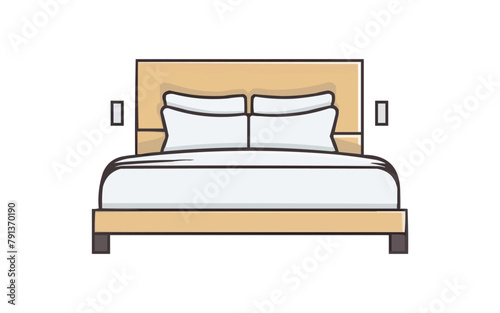 Bed | Minimalist and Simple Line White background - Vector illustration
