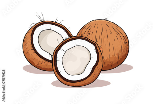 Coconut | Minimalist and Simple set of 3 Line White background - Vector illustration
