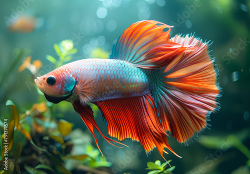 Betta fish siamese fighting fish in fish tank Beautiful colorful fish