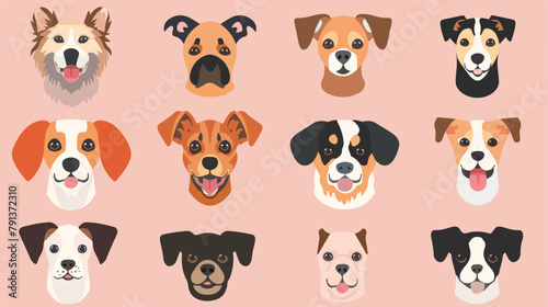 Diverse Dogs Faces collection. Vector illustration