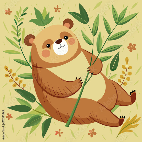 childlike bear pattern background bamboo  bear  childlike  vector  pattern  background  light brown