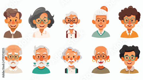 Faces of old men and women over 70 years old. Old peo