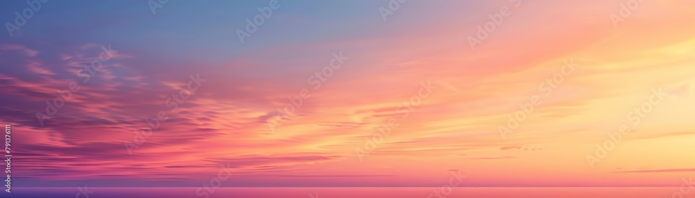 Blushing Sky,A gradient of warm colors during sunrise or sunset, with subtle clouds adding depth