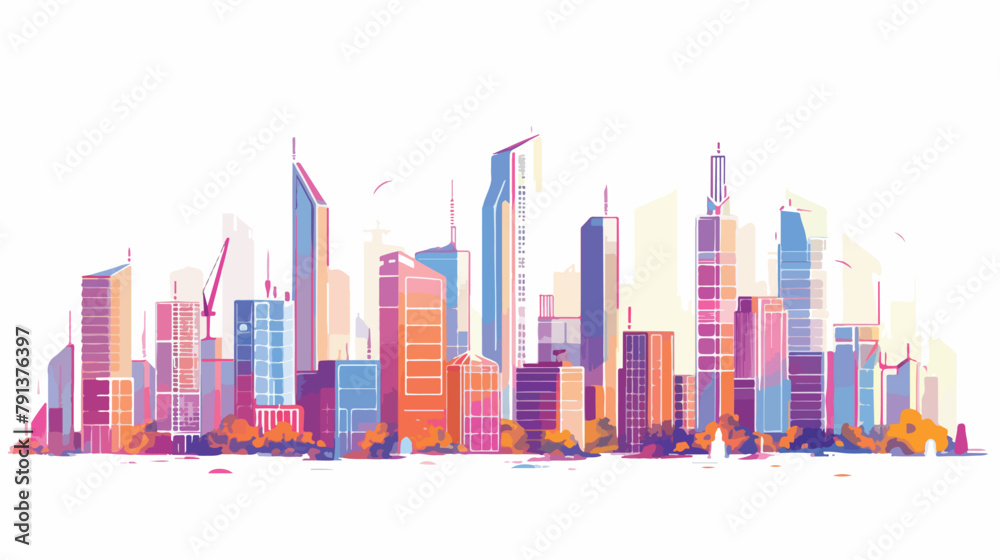 Flat illustration Future city. Ecofriendly smart mod