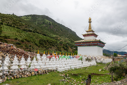 Mani Pile on the roadside in Yuqi County, Qamdo City, Tibet Autonomous Region, China.