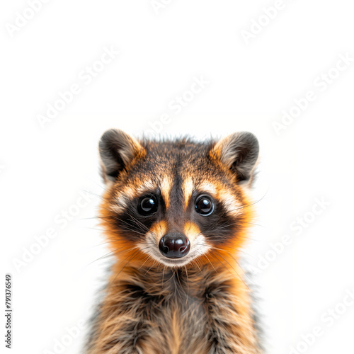 Small Raccoon Sitting on Top of White Floor. Generative AI