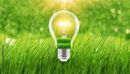 Illuminate a Sustainable Future: Light Bulb in Green Grass