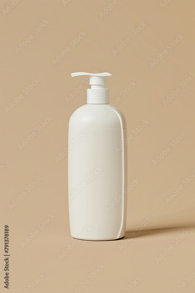 Simple white lotion bottle or hand sanitizer container on a neutral background Simple white lotion bottle or hand sanitizer container on a neutral background