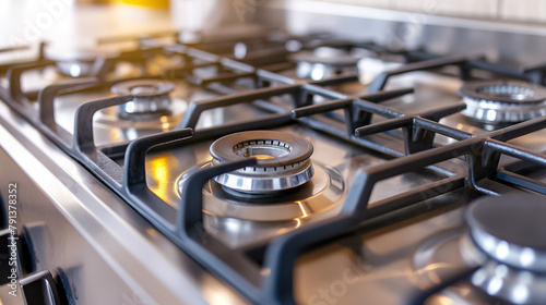 Gas stove burners, symbolizing the start of cooking or heating.