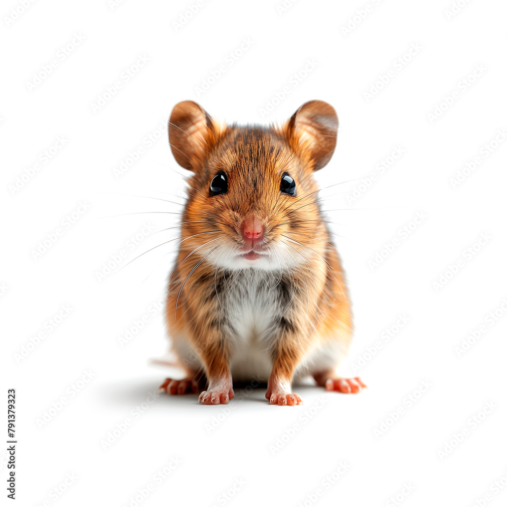 Brown and White Hamster Sitting on White Floor. Generative AI