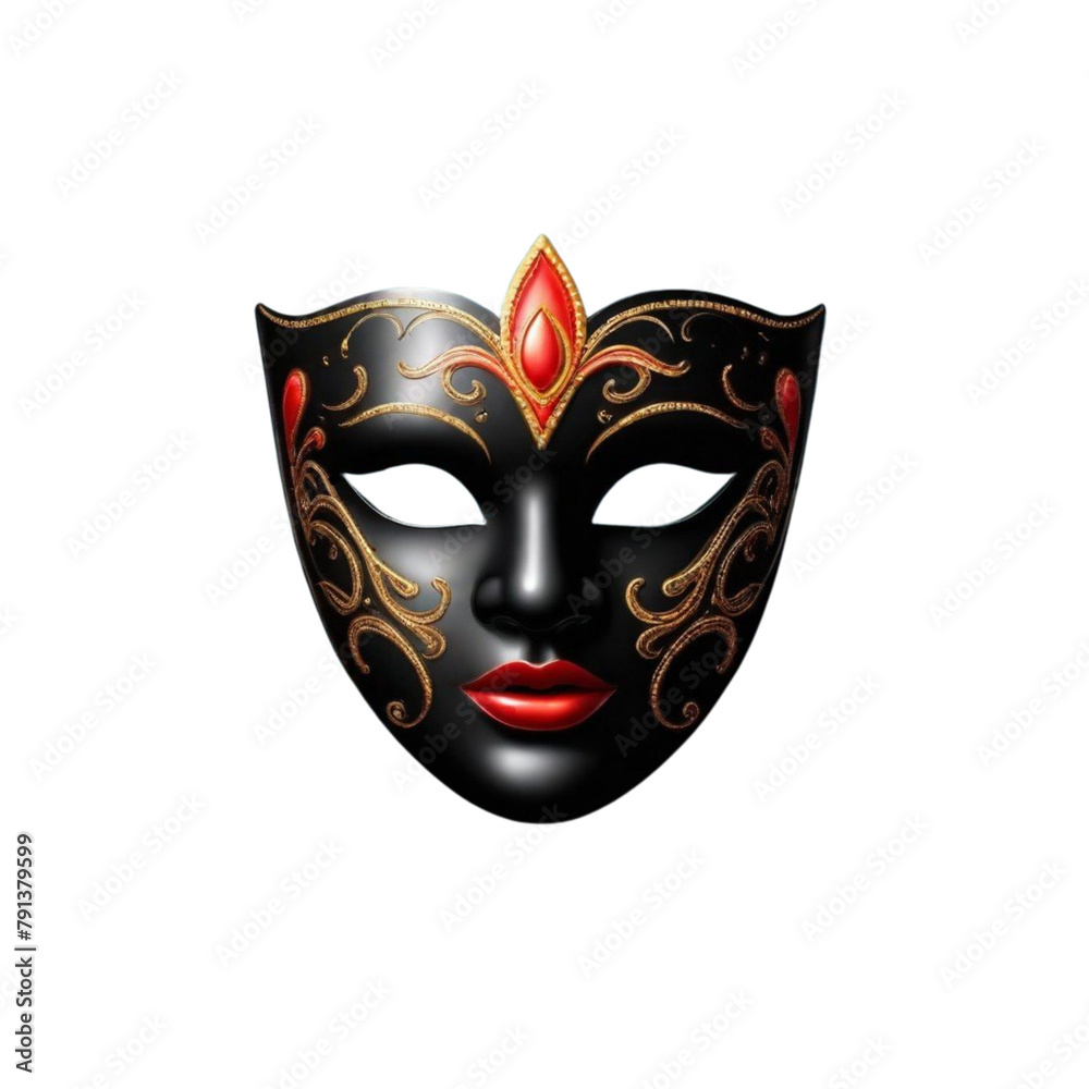 Naklejka premium 3d realistic carnival face mask on Isolated transparent background png. generated with AI