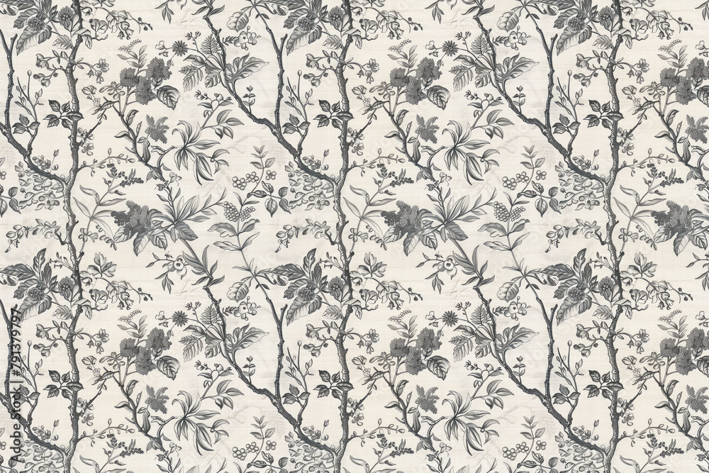 Fototapeta premium Toile floral pattern tapestry. Vintage botanical wallpaper pattern. Background image. Created with Generative AI technology