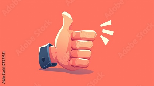A flat style 2d symbol of a Thumbs Up icon representing a like sign © AkuAku