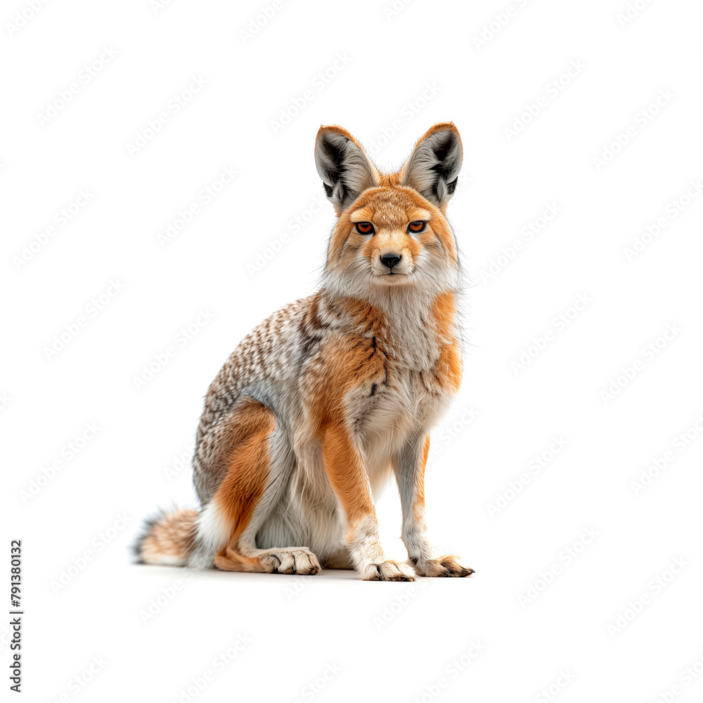 Red Fox Sitting on Top of White Floor. Generative AI