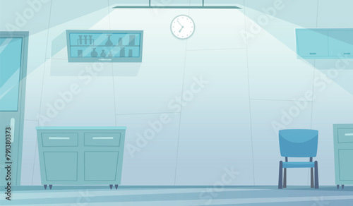 Medical cabinet indoor interior of medical clinic cabinet vector picture